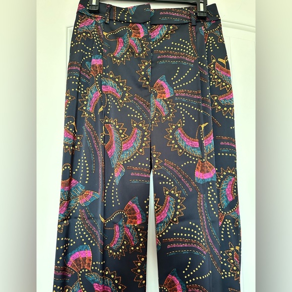 House of Harlow 1960 Black Wide Leg Pants with Pink and Gold Accents - Picture 2 of 8